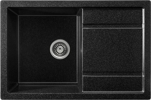 Изображение товара Мойка кухонная Saniteco Fama (черный с сифоном)