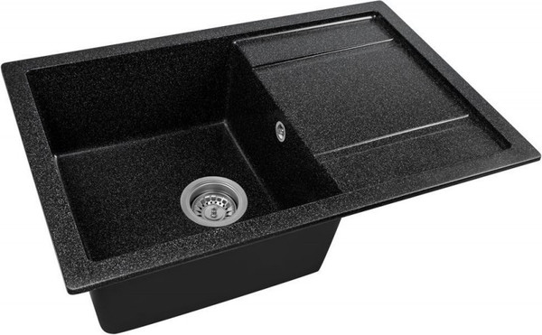 Изображение товара Мойка кухонная Saniteco Fama (черный с сифоном)
