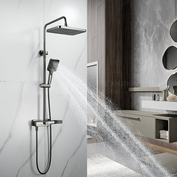 Изображение товара Душевая система со смесителем Shevanik S9936T (оружейная сталь)