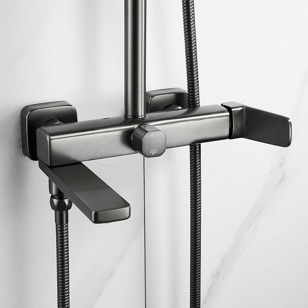 Изображение товара Душевая система со смесителем Shevanik S9936T (оружейная сталь)