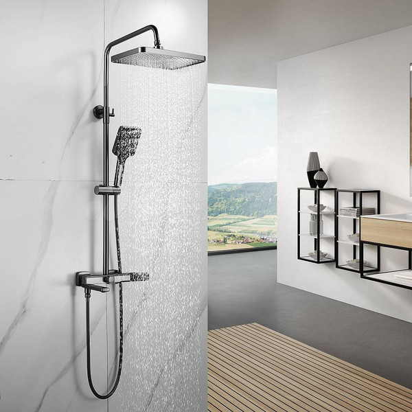 Изображение товара Душевая система со смесителем Shevanik S9936T (оружейная сталь)