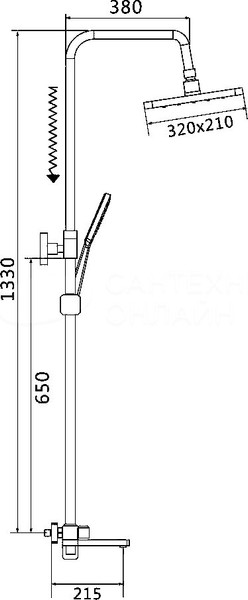Изображение товара Душевая система со смесителем Shevanik S9936T (оружейная сталь)