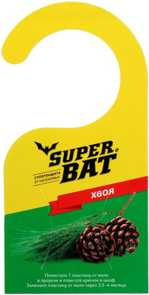 Изображение товара Антимоль Super Bat Пластины Хвоя + 2 крючка / SBAT03002 (9шт)