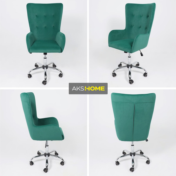 Изображение товара Кресло офисное AksHome Bella XL Chrome (Kiton 709 Jungle, велюр/зеленый)
