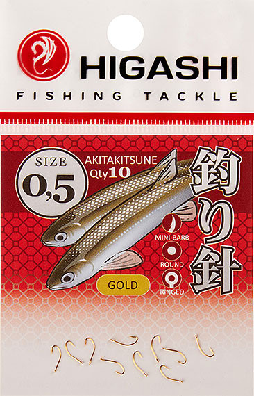 Изображение товара Набор крючков рыболовных Higashi Akitakitsune ringed #0.5 Gold / 02808