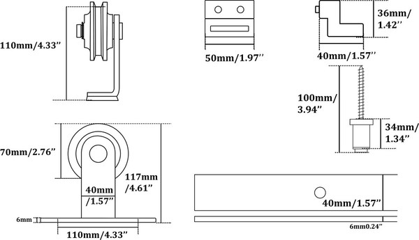 Изображение товара Комплект фурнитуры для раздвижных дверей Юнива Верхняя / BDHB03P/BDD02/1.8