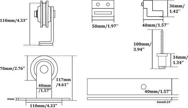 Изображение товара Комплект фурнитуры для раздвижных дверей Юнива Верхняя / BDHB03P/BDD02