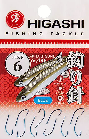 Изображение товара Набор крючков рыболовных Higashi Akitakitsune ringed #6 Blue / 04069