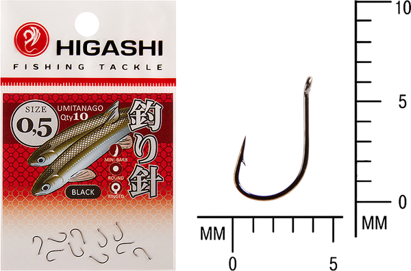 Изображение товара Набор крючков рыболовных Higashi Umitanago ringed #0,5 Black / 03677
