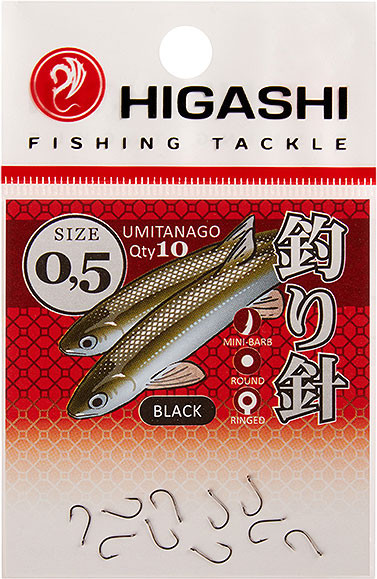 Изображение товара Набор крючков рыболовных Higashi Umitanago ringed #0,5 Black / 03677