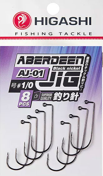 Изображение товара Набор крючков рыболовных Higashi Aberdeen Jig AJ-01 #1/0 Black nickel / 06184