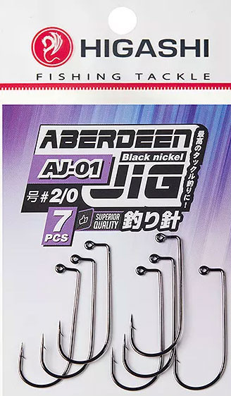 Изображение товара Набор крючков рыболовных Higashi Aberdeen Jig AJ-01 #2/0 Black nickel / 06186
