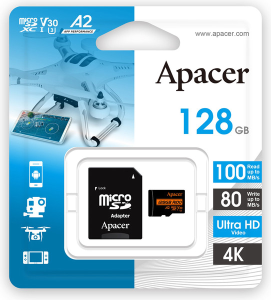 Изображение товара Карта памяти Apacer MicroSDXC 128GB с адаптером (AP128GMCSX10U8-R)