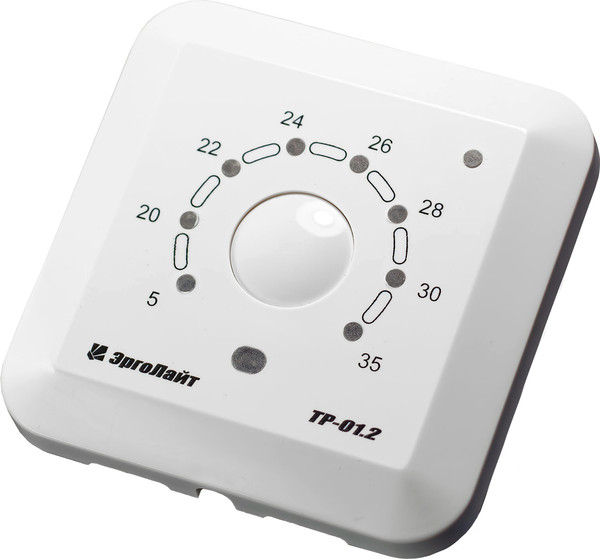 Изображение товара Терморегулятор для теплого пола ЭргоЛайт ТР-01.2ВВ (белый)