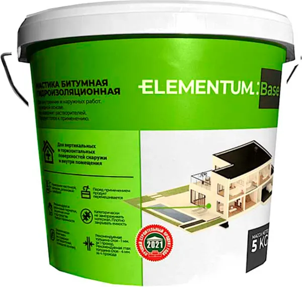 Изображение товара Гидроизоляционная мастика Elementum Base битумно-латексная эмульсионная однокомпонент (5кг)