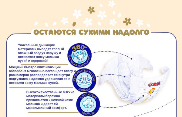 Изображение товара Подгузники детские Goo.N Premium Soft 4 L 9-14кг  (52шт)