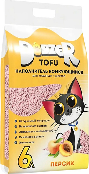 Изображение товара Наполнитель для туалета Doyzer Tofu Персик Комкующийся (6л/2.5кг)