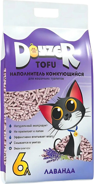 Изображение товара Наполнитель для туалета Doyzer Tofu Лаванда Комкующийся (6л/2.5кг)
