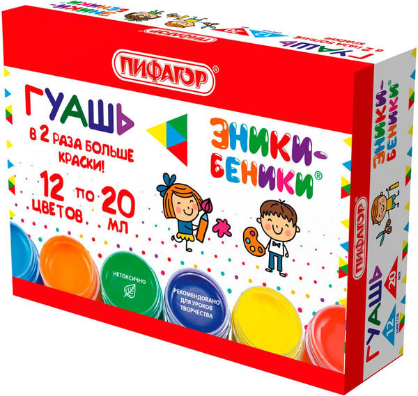 Изображение товара Гуашь Пифагор Эники-Беники / 192526 (12цв)