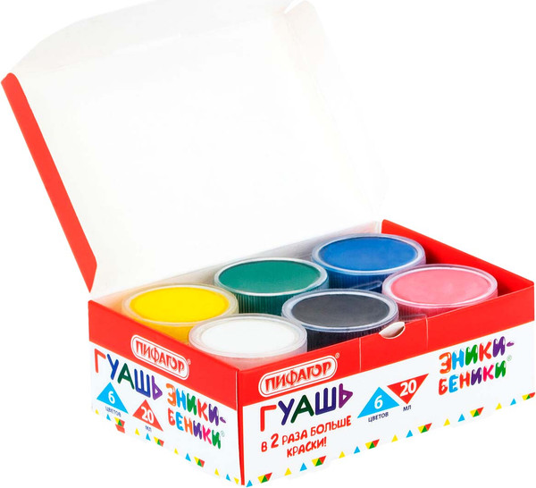 Изображение товара Гуашь Пифагор Эники-Беники / 192525 (6цв)
