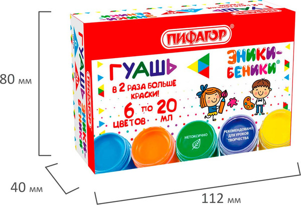 Изображение товара Гуашь Пифагор Эники-Беники / 192525 (6цв)