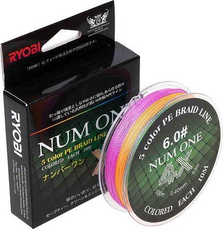 Изображение товара Леска плетеная Ryobi Num One PE4X-100M 6.0/0.405мм (Multi Colour)
