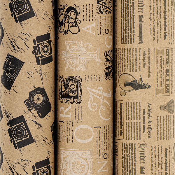 Изображение товара Набор бумаги для оформления подарков Золотая сказка Kraft Casual / 592063 (3шт)