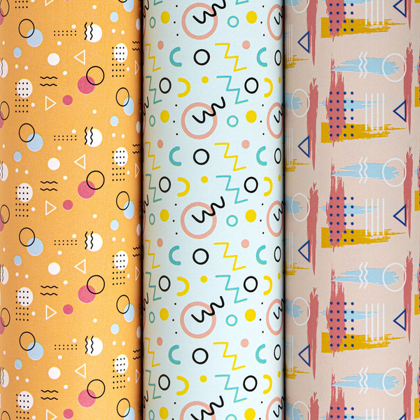 Изображение товара Набор бумаги для оформления подарков Золотая сказка Memphis / 592067 (3шт)