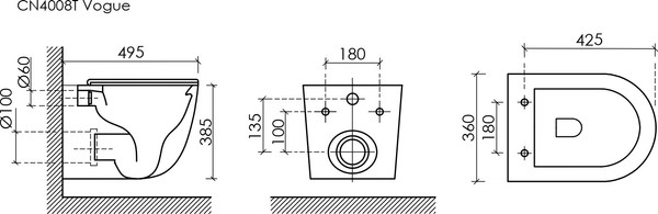 Изображение товара Унитаз подвесной Ceramica Nova Vogue CN4008T (белый, с креплением и сиденьем)