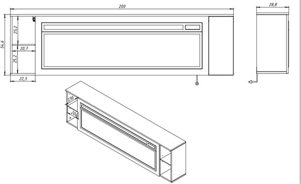 Изображение товара Каминокомплект Смолком Dakota F 2D-fr3 V60 Vision 60 LOG LED (бьянко белый)