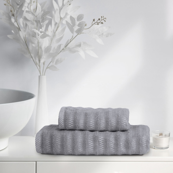 Изображение товара Полотенце Verossa Verossa Wave&pixels 70x140 (графит/белый)