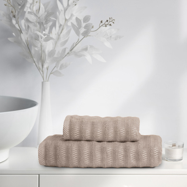 Изображение товара Полотенце Verossa Verossa Wave&pixels 70x140 (кофе/белый)