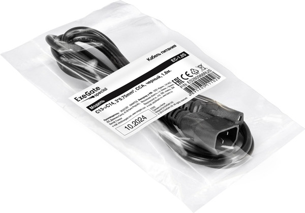 Изображение товара Кабель ExeGate Power EC-1.8S IEC C13-C14 / ES280988RUS (1.8м)