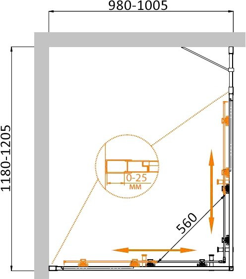 Изображение товара Душевой уголок Cezares MOLVENO-AH-21-100+20-C-GM-IV