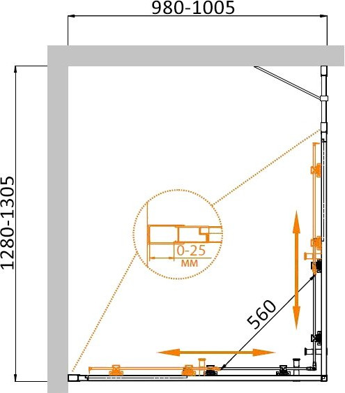Изображение товара Душевой уголок Cezares MOLVENO-AH-21-100+30-C-GM-IV
