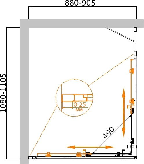 Изображение товара Душевой уголок Cezares MOLVENO-AH-21-90+20-C-GM-IV