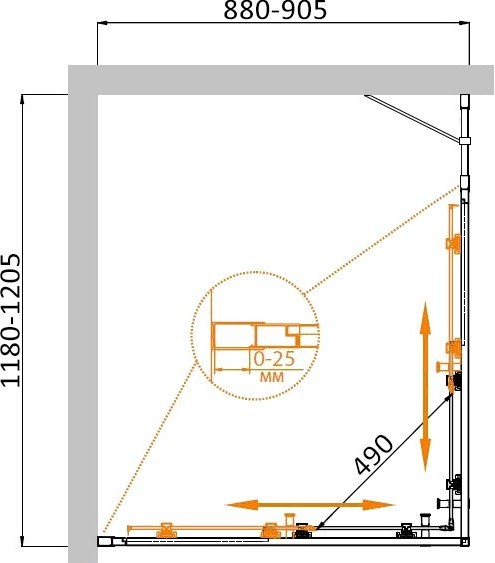 Изображение товара Душевой уголок Cezares MOLVENO-AH-21-90+30-C-BORO-IV