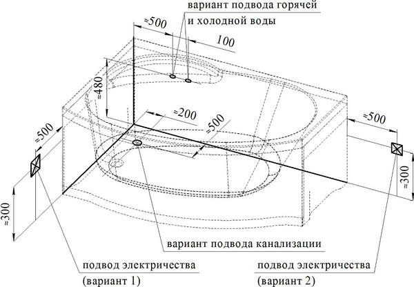 Изображение товара Ванна акриловая Radomir Монти Релакс / 2-80-2-1-0-213 (с гидромассажем, левый)