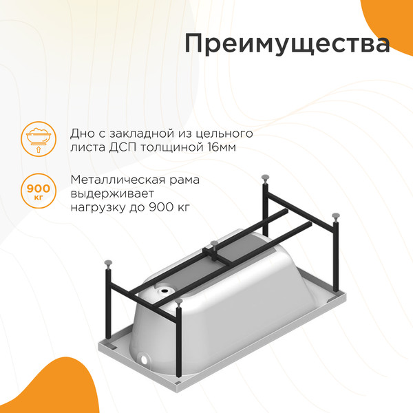 Изображение товара Ванна акриловая Radomir Николь Релакс 168x70 / 2-80-2-0-0-240Р (с гидромассажем)