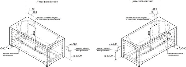 Изображение товара Ванна акриловая Radomir Николь Стандарт 180x80 / 2-79-2-0-0-210Р (с гидромассажем)