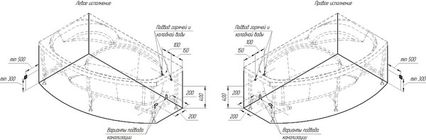 Изображение товара Ванна акриловая Radomir София Стандарт / 2-79-2-1-0-223 (с гидромассажем, левый)