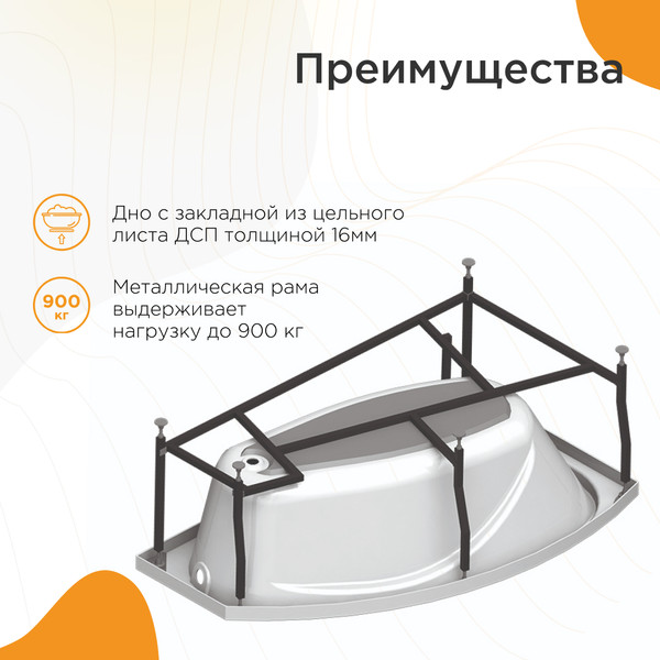 Изображение товара Ванна акриловая Radomir София Стандарт / 2-79-2-2-0-223 (с гидромассажем, правый)