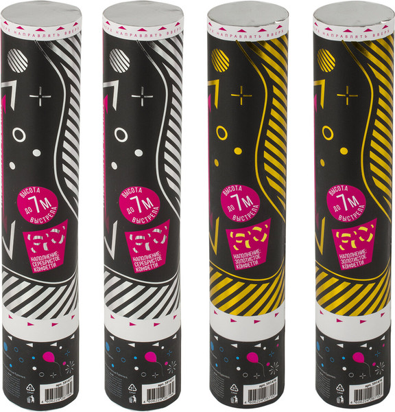 Изображение товара Набор пневмохлопушек Золотая сказка Прямоугольники / 592085 (4шт, золотой/серебряный)