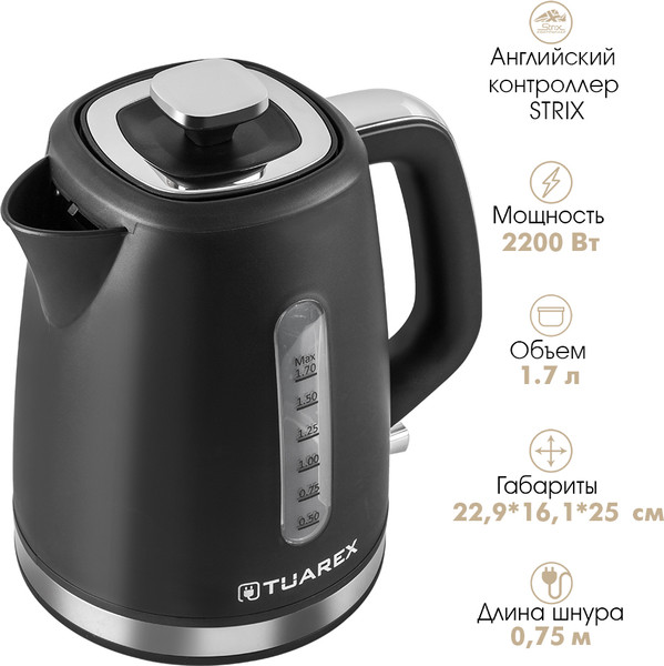 Изображение товара Электрочайник Tuarex TK-8006 (черный/стальной)