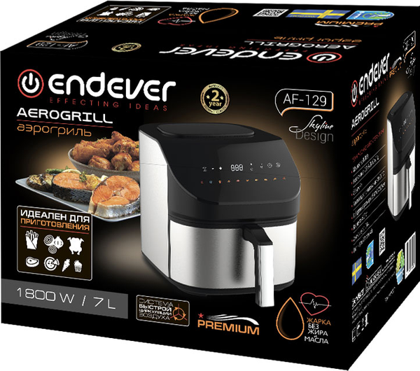 Изображение товара Аэрогриль Endever Skyline AF-129 (черный/стальной)