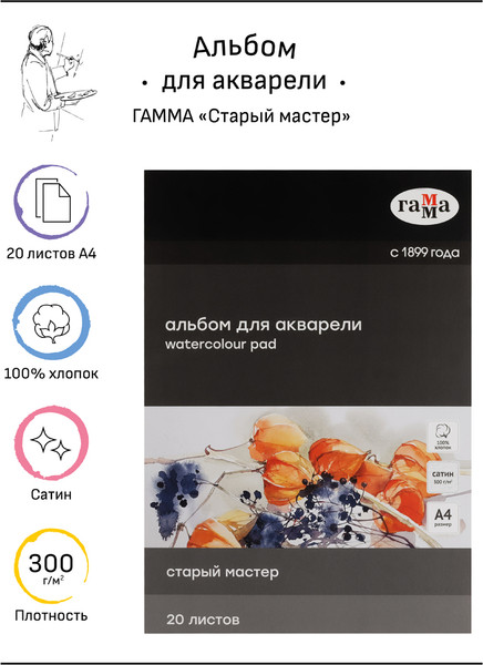 Изображение товара Альбом для рисования ГАММА Старый Мастер / 215533AGRC (20л)