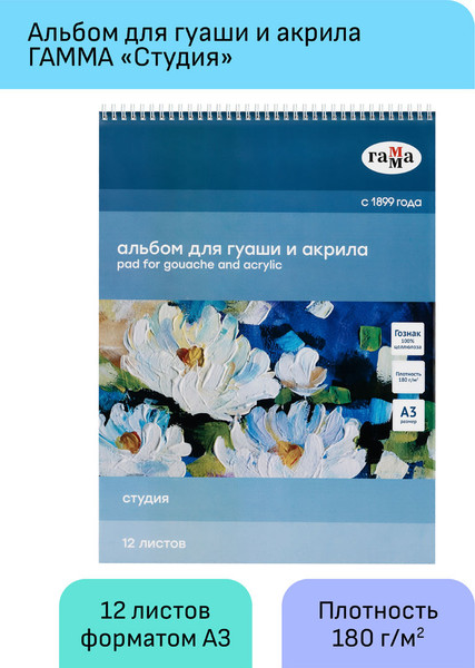 Изображение товара Альбом для рисования ГАММА Студия / 30A01S712W (12л)