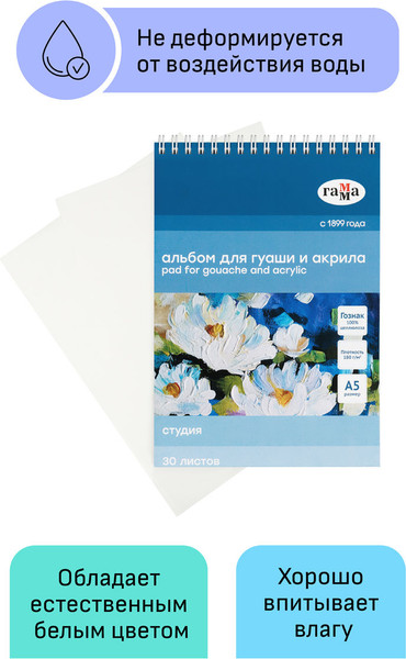 Изображение товара Альбом для рисования ГАММА Студия / 50A01S730W (30л)