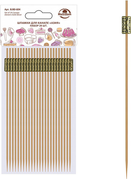 Изображение товара Набор шпажек для канапе Мультидом Азия BJ80-604 (24шт)