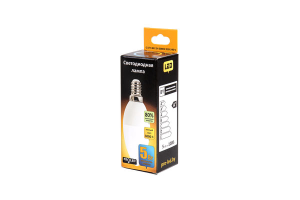 Изображение товара Лампа Proled C37-5W/3000K/E14